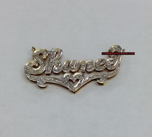 14K GP & Silver 3-D Name Plate /PERSONALIZED/ free necklace-Style 6